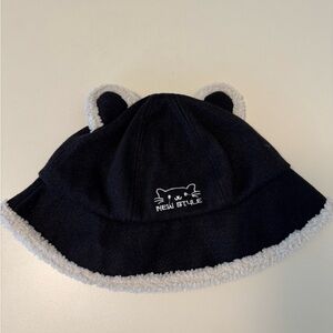 Kids Black and White Bear Ear Hat